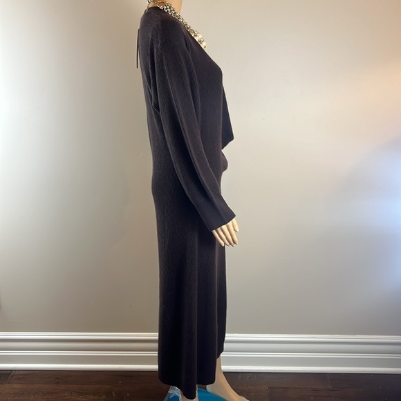 Jonathan Simkhai Brown Judith Twist Front Ribbed Knit Midi Dress - Picture 7 of 9